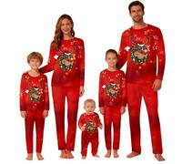 WVONIF Pyjama Noel Famille Manche Longue à Carreaux Rouge et Noir Vêtement Père Mère Pyjamas Automne Hiver Chaud Noël Costume Set Loungewear Costume Femme Déguisement Mere Noel (Rouge,L)