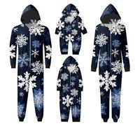 WVONIF Pyjama Noel Famille Pyjama Noël Femme Homme Hiver Assorti Satin Pyjamas à Manches Longues avec Imprimé pour Père Mère, Sleepwear Pjs Set Costume Mere Noel Femme Sexy (B1-Blue,L)