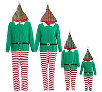 WVONIF Pyjama Noel Famille Pyjamas Couples Assorti Pyjama à Manches Longues pour Automne Hiver Pyjamas de Noël pour Femmes Hommes Christmas Noel Couple Costume Sapin de Femme (Vert,XXL)