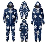 WVONIF Pyjama Noel Famille Pyjamas Couples Assorti Pyjama à Manches Longues pour Automne Hiver Pyjamas de Noël pour Femmes Hommes, Sleepwear Pjs Set Costume Père Noël (A1-Blue,XL)