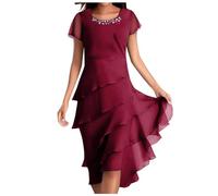 WVONIF Robe D été Femme Grande Taille Midi Femme Maxi Robe Longue Imprimé Papillon Robe d'Été Floral Grandes Tailles Boheme sans Manche avec Poches Robe de Grossesse ( Rouge, L
