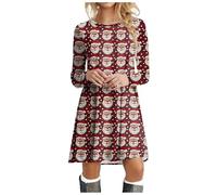 WVONIF Robe de Mère Noël Femme Lutin Elfe Robe Moche Noel Sexy Robes Rétro Vintage Année 40 50 60 Robes de Cocktail Rockabilly Ugly Christmas Dress Mère Noël Déguisement Sexy (p-Black, L)