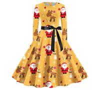 WVONIF Robe De Noël Femme Grande Taille Robe De Noel Femme Rouge Imprimé Ugly Christmas Robes de Soirée Noël Robe Vintage Femme Années 50s 60s Robes de Soirée Cocktail Mariage Fête Vêtements de Noël