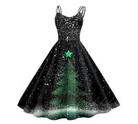 WVONIF Robe de Noël Femme Joyeux Noël Robe Sexy Mere Noel Manches Longues Robes Pull A-Line à Col V Couleur Unie Chaud Casual Robes Chic et Elegant Automne Hiver Déguisement de Noel (7-Black, XXL)