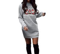 WVONIF Robe De Noël Femme Robe Moche Femme Flocon de Neige Robe De Noël Femme Sweat De Noël Pull à Col Rond Pulls à Manches Longues Pull De Vacances avec Poches Costume De Noël