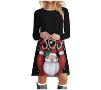WVONIF Robe de Noël Grande Taille Femme Verte Drôle Rudolph Renne Imprimé Soirée Chic Cocktail à Manches Longues Vêtements