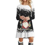 WVONIF Robe De Noel pour Femme en Lin Mi Longue Plissée T-Shirt Robe de Travail Chic et Elegant Chemise Robes Décontractée Couleur Unie Manche Courte Jupe Vêtements Robe Grande Taille Femme