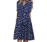 WVONIF Robe de Plage Femme Été Courte Rétro Col Rond Au Genou Sans Manches Casual Tunique Ample Bohème Chic Vintage de Travail Coktail Blanc 2023