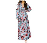 WVONIF Robe de Soirée Cocktail Longue Asymétrique pour Mariage Invité Bal de Promo Anniversaire Cérémonie en Mousseline de Soie Summer Dresses for Women for Plague Tendance (K11 BU2,XXL)