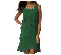 WVONIF Robe Dentelle Été Femme de Plage - Robe Short Mi-Longue Blanche avec Poches - Casual et Mariée (Vert, S)