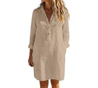 WVONIF Robe d'été bohème sans Manches élégante Robes Courte Col en V Manches Courtes Imprimé Ethnique Rétro Mini Robe Printemps et Eté Pink Dress Women Cache Couvrir Beach Maillots de (#002 Kaki, XL)