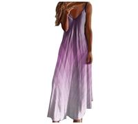 WVONIF Robe D'été Femme Boheme Maxi Robe en Mousseline De Soie À Motif Floral Col V Robe Longue Grande Taille Dentelle Imprimé Vintage Élégant Boho Robe de Plage Fond de Robe Coton Femme （ Violet, XL