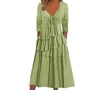 WVONIF Robe D'été Femme Longue Tencel Bambou Chic Sexy Bohème Pas Cher Robe de Décontractée Robe Ete Femme Robe de Cocktail Vintage Robe Mini Robe Les Casual Robe de Plage Robe de Soiree