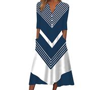 WVONIF Robe D'été Femme Manches Courtes Ete Robe de Plage Décontractée Longues Col en V avec Poches Élégante Long Dresses Robe de Casual Sexy Bohème Pas Cher Été Robe de Soirée L'été Habillée Robes