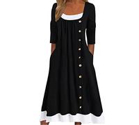 WVONIF Robe D'été Fluide Longue - Femme Lâche Manches Courtes Col Rond Imprimer Frande Taille - Robe Mariée Année 50