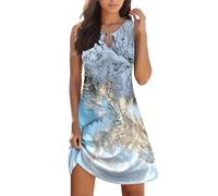 WVONIF Robe d'été pour Femme Chic A-Line Robe Pas Cher Mode Mi Longue Robe Ete San Manches Décontractée Midi Robes Lâche Ample Sexy Dress Rétro Bohème Jupe été Décontracté Tunique T-Shirt Robes