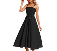 WVONIF Robe élégante D'été Femme Bretelles sans Manches Robes Décontractée Courte Col en V avec Poches Summer Dresses for Women for Plague Couvrir Beach Maillots de Bain Cover Up Tendance (Noir,M)