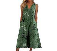 WVONIF Robe éTé Femme De Plage Manche Courte Robe Tunique Chic Col V Fluide Décontractée Ample Couleur Unie T-Shirt Grande Taille Robe Maxi Longue Plage Robe De Soleil Robe de Mariée Pas Cher