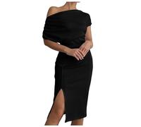 WVONIF Robe été Femme Dos Nu Robe Longue Femme Boho Floral Manches Courtes Col V Robe Portefeuille Robe Sexy Casual Maxi Robe de Plage Soirée Robe Bal de Promo （ Noir, L