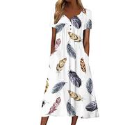 WVONIF Robe été Femme Grande Taille élégante Sexy Robes Courte D'été Cou Rond sans Manches Imprimé Floral Bohème Grande Taille Pas Cher Mode Rétro Mini Jupe De Plage Robe Soiree Paillette