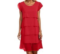 WVONIF Robe ete Femme Manches Courtes Col en V Robes midi Décontractée Ample Jupe de Plage Coupe Trapèze Chemise avec Poches Bodycon Bandage Dress Vetement Femme Jupe Courte (Rouge