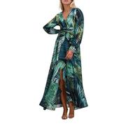 WVONIF Robe Femme Col en V sans Manches Décontractée Plage Robes Chic et Elegant Été Couleur Unie Mini Longue Tunique Shirt Spring Flower Dress Kaftan Pareos Tendance (M)