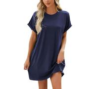 WVONIF Robe Femme été à Bretelle Fluide Col V Midi Robe Taille Haute À Imprimé Floral Cocktail Party Manches Longues Robe De Soirée pour Mariage Robe Shooting Grossesse （ Marine, L