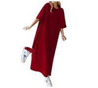 WVONIF Robe Femme Ete Coton Chic et Elegant l'église décontractée Impression en Chiffon à Manches Longues Paire avec Jupe Plissée Vêtements Femme Élégant De Soie Chemise Robe de Soirée （ Rouge, XXL