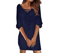 WVONIF Robe Femme Hiver Courte Velours Robes Moulante à Manches Longues Col en V Robe De Soiree Femme Vintage Chaud Chic Sexy Robes Sweatshirt Jupe Crayon Pied De Poule Déguisement Sapin (Z3 Bleu,M)