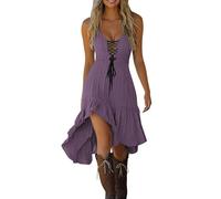 WVONIF Robe Femme Imprimer lâche Grande Taille Afrique sans Manches Une épaule De Multiples Façons De Porter Foral Midi Corset Dress Boho Couvrir Beach Maillots de Bain Cover Up Tendance(Violet,XL)