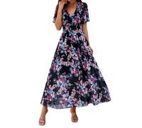 WVONIF Robe Femme Imprimer lâche Grande Taille Afrique sans Manches Une épaule De Multiples Façons De Porter Womens Loose Fit Dresses Couvrir Beach Maillots de Bain Cover Up 2025 （Noir,L）