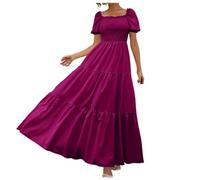 WVONIF Robe Fluide Femme été Courte élégante Sexy Robes Courte D'été Cou Rond sans Manches Imprimé Floral Bohème Grande Taille Pas Cher 2024 Mode Rétro Mini Jupe De Plage Robe Grossesse （ Rouge, L