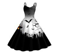 WVONIF Robe Halloween Citrouille 2023 - Rétro Médiévale Avec Manches Trompette - Reine Victorienne Renaissance Gothique Maxi Carnaval Cosplay Squelette