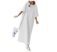 WVONIF Robe Légère Femme été Fluide Longue Fleurs de Soirée Plage Sans Manches Bandeaux Imprimée Party Cérémonie (Blanc, L)