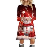 WVONIF Robe Moche Noel RéTro Daily Party Loose Fit Col Rond Mini Robe Courte A Line D'été Lâche Swing Robes Chic et Elegant Mi Longue Robe Mode Imprimé Tank Tops Robes Robe De Ceremonie Fille