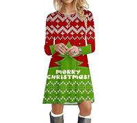 WVONIF Robe Noël Femme Chic Chic et Elegant l'église décontractée Impression en Chiffon à Manches Longues Paire avec Jupe Plissée Vêtements Femme Élégant Chemise Robes De Soie Robe Mi Longue