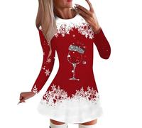 WVONIF Robe Noël Femme Chic Robe de Noel Femme Chic Renne de Noel Robe Satin Rouge Noël Pull Moche De Noel Femme Pas Cher Sweat de Noel Femme Costume Père Noël Professionnel