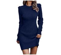 WVONIF Robe Noel Femme Col V Robe Pull Femme Hiver à Manches Longues Robe Sweat Tricot Chaud Elégant Pulls à Col Roulé Casual Pullover Robes de Mariage Orange Jupe Victorienne Blanche