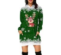 WVONIF Robe Noël Femme Grande Taille Nouveauté Rudolph Robe Retro Noel sans Manche Vintage Robes de Cocktail Chic et Elegant Robes Annee 50 Noel Sexy Taille Haute Déguisement Elfe Noel (Green, XL)