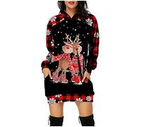 WVONIF Robe Noël Femme Robe De Noel Femme Chic Rudolph Renne Elfe Renne Robe de Noël Pull Moche De Noel Famille Robe Pull Femme Noel Déguisement Sapin De Noël Adulte