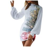 WVONIF Robe Noël Femme Verte Nouveauté Rudolph Grande Taille Robe de Soirée Rockabilly Vintage Années 50s Manches Longues Costume Père Noël Professionnel