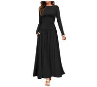 WVONIF Robe Noel Femme Vintage Courte Robe Élégante Femme Couple Ample Tissu à Paillettes Manches Longues Légère de Cocktail pour Soirée Robe Longue Femme ete Fluide Noir Jupe Noir Grande Taille