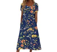 WVONIF Robe sans Manche Femme Boheme Robe Femme - Grande Taille Robes Chemise Ample Dos Nu Robe Spaghetti Imprimé Fleuri Fashion Dos Nu CôTé Fendues Robe Dentelle Robe de Soirée pour Femme Ronde