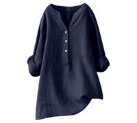 WVONIF Robe Tunique 40 t-Shirt col v Femme Culotte Femme Taille Haute Grande Taille Chemisier Femme Dentelle sans Manche Top doré Femme Blouse Longue Femme de ménage Robe Corset Noir (Navy, XL)
