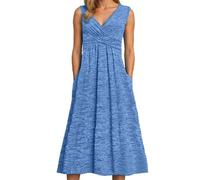 WVONIF Robes de Soirée Longue pour Femme Robe de Cocktail Décontractée en sans Manches Col en V Maxi A-Line pour Bal de Promo Anniversaire Cérémonie Summer Dress Maillot De Bain 2025 （BU1,6XL）