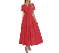 WVONIF Robes de Soirée Longue pour Femme Robe de Cocktail Décontractée en sans Manches Col en V Maxi A-Line pour Bal de Promo Anniversaire Cérémonie White Dress for Women Tendance (2B Rouge,XXL)
