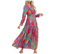 WVONIF Robes de Soirée Longue pour Femme Robe de Cocktail Décontractée en sans Manches Col en V Maxi A-Line pour Bal de Promo Anniversaire Cérémonie Long Dress Sage Green Pas Cher (K11 Rose Vif,XXL)
