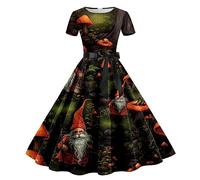 WVONIF Robes Femmes Halloween Citrouille 2023 Robe rétro médiévale Femme avec Manches Trompette Robe Reine Femme Victorienne médiévale Renaissance Gothique Robe Longue Boheme Robe Squelette Femme
