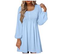 WVONIF Robes Femmes Soldes Noel Robe Élégante Femme Couple Ample Tissu à Paillettes Manches Longues Légère de Cocktail pour Soirée Robe Taille Empire Femme Courte Mini Jupe plissée Homme