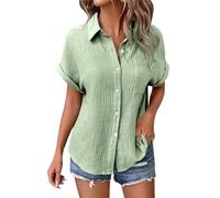 WVONIF T-Shirt à Manches Courtes pour Femme Col en V Haut Décontracté Manches Amples T-Shirts Tunique Femmes Chemises Shirts Blouse de Travail sous Vêtements(Chemisier Femme Vert Clair,L)